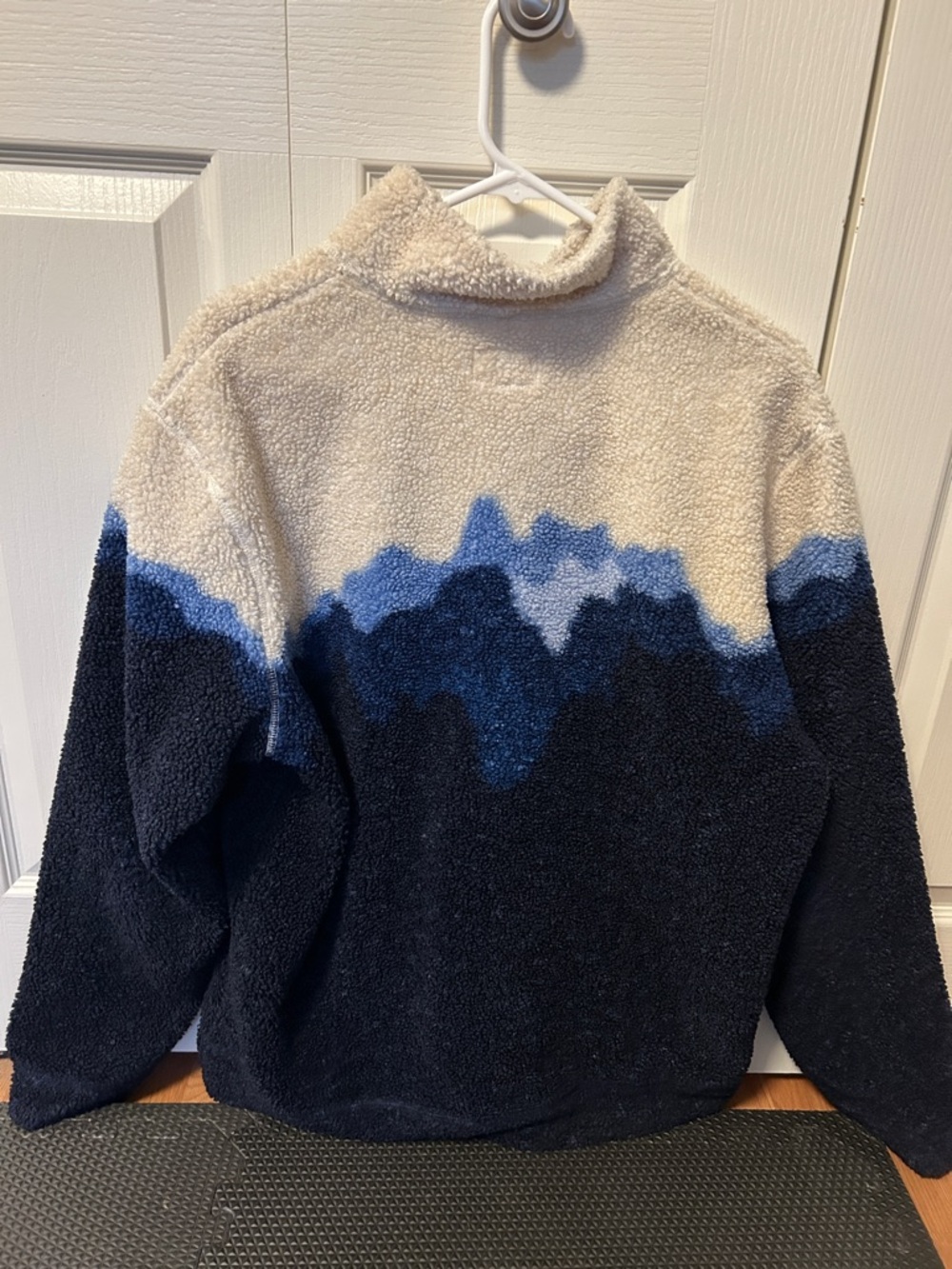 Marine Layer Sherpa Half-Zip Pullover in Navy, Light Blue & Cream - Picture 3 of 3